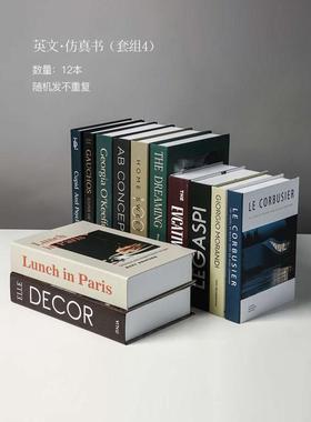 书摆件摆设真书假书架创意家居装饰书房英文书仿装饰品北欧办公室