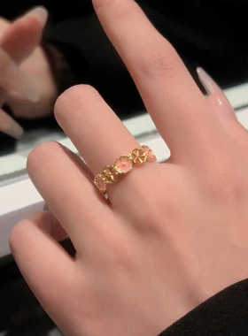 桃花运脱单食指环珐琅轻奢设计感