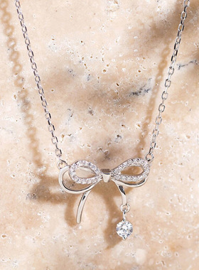 特价蝴蝶结项链吊坠女轻奢小众设计高级感网红通勤气质锁骨链