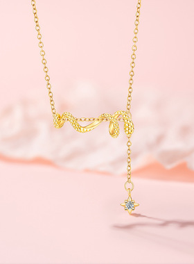 原创设计生肖蛇系列缠绕灵蛇项链女小蛇吊坠流苏不锈钢锁骨