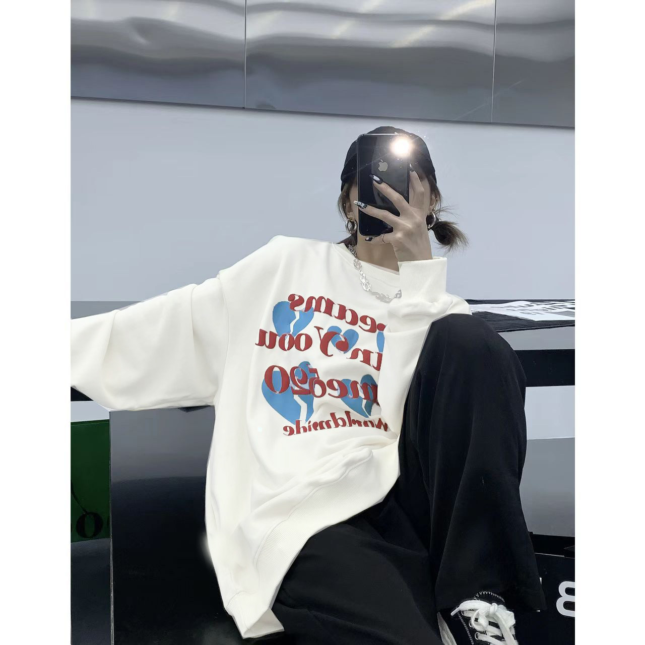 两件!350克重加绒加厚圆领无帽卫衣女男