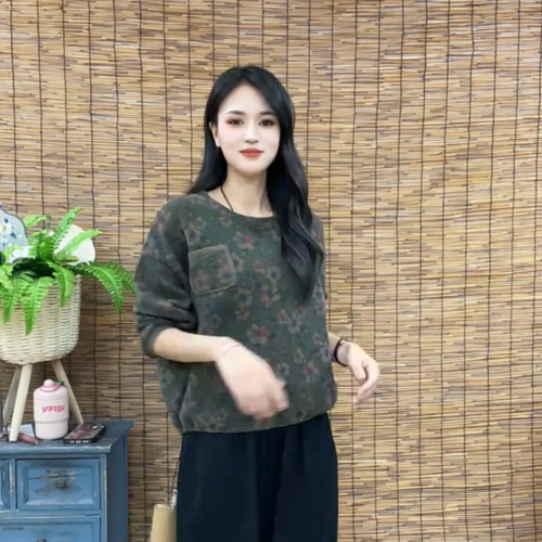 洋气印花休闲长袖圆领印花卫衣女2025年秋季新款宽松洋气小衫上衣 - 图2