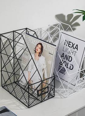 极速l文件杂办公室m品桌面收纳盒何摆件装饰 志ins几铁艺置物用架