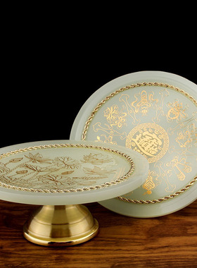 极速佛具套装黄铜玉石佛前供灯A香炉果盘供杯圣水杯花瓶摆件供具