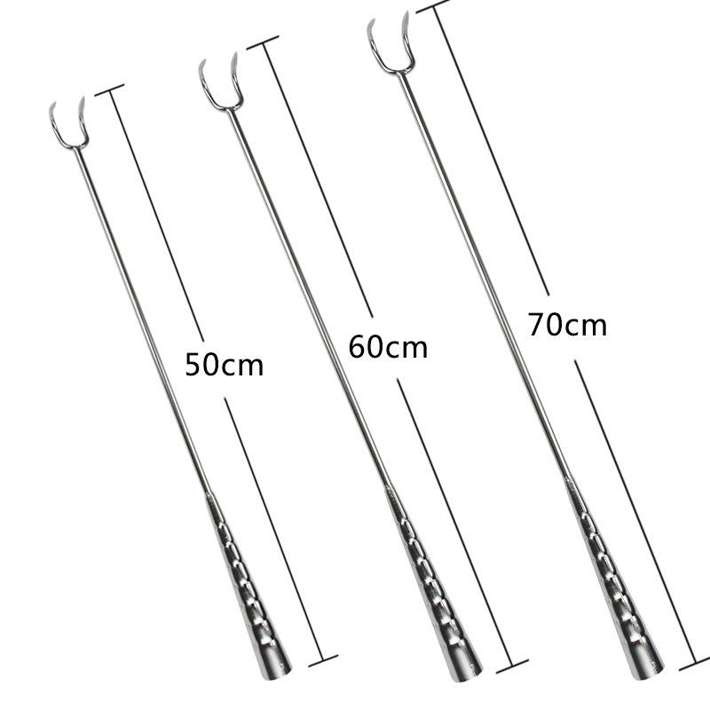 抓手钩长柄捞肉勾卤肉钩子304不锈钢尖头单双钩加粗环卫垃圾分类 - 图2