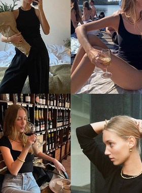 不规则渐变铜珠金属风项链女轻奢小众高级感辣妹锁骨链爆款脖颈链