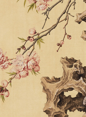 郎世宁花底仙尨图动物狗画新中式装饰画走廊竖版挂画中国风壁画