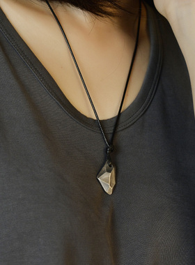 实心纯银复古不规则男女情侣吊坠简约潮流做旧项链礼物 送男女友