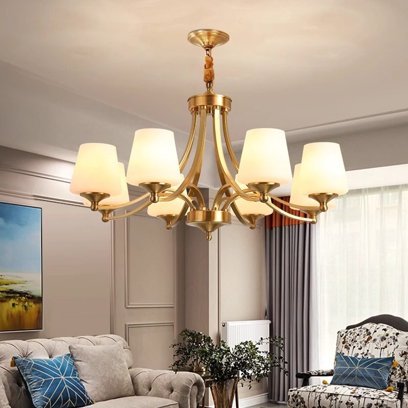 客厅吊灯美式灯现代简约奢华大气餐厅灯复古led卧室全铜套餐灯具,淘宝优惠券,粉丝福利购,淘宝优惠卷