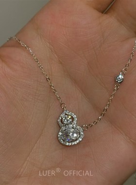 敲闪!福禄双全!通体纯银轻奢精致镶钻新中式小葫芦锁骨链项链百搭