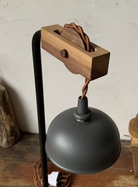 复古木质台灯 古道具B灯饰 手工桌面怀旧台灯