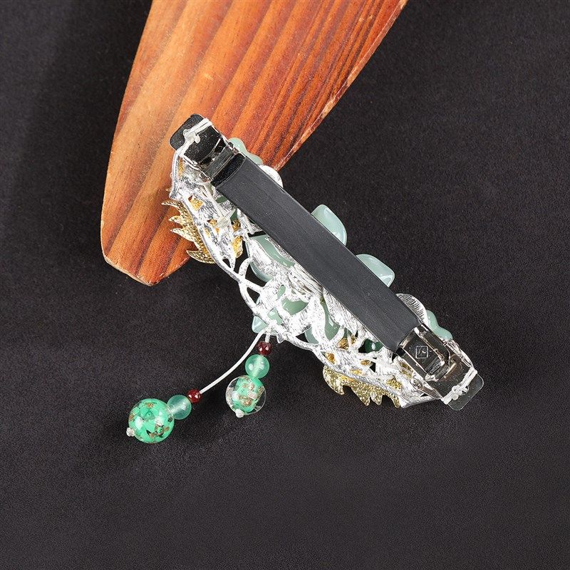 古风超大号发夹民族风发饰东陵玉头花弹簧夹国潮国风吊坠夹发卡女,淘宝优惠券,粉丝福利购,淘宝优惠卷