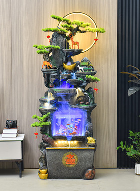 假山流水喷泉室内风水轮鱼缸造景
