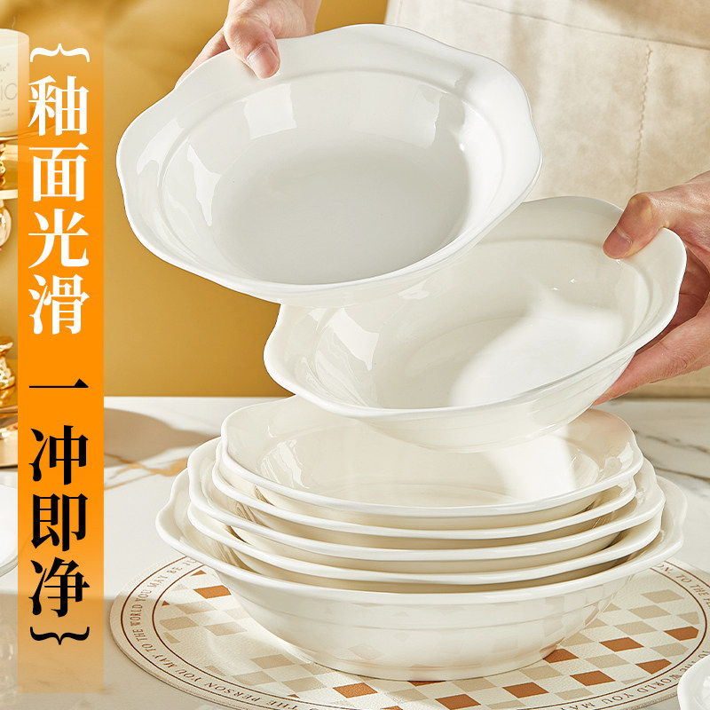 陶瓷加厚大汤碗10寸花边碗家用釉下彩大容量酸菜鱼毛血旺专用汤盆 - 图1