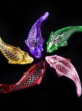 七彩琉璃水晶摆件招财锦鲤鱼吉祥物家居开业装饰创意车载工艺饰品