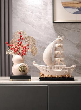 一帆风顺帆船摆件家居高档客厅办公室桌酒柜装饰品领导高端大气