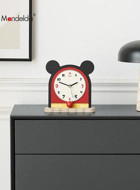 Mandelda卡通米奇创意时钟摆件入户玄关摆台式座钟家居客厅装饰品
