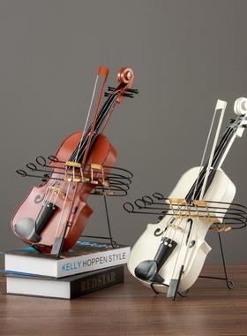 覆古怀旧小提琴乐器饰品欧洲创意家居吉他书架酒柜客厅桌面配件