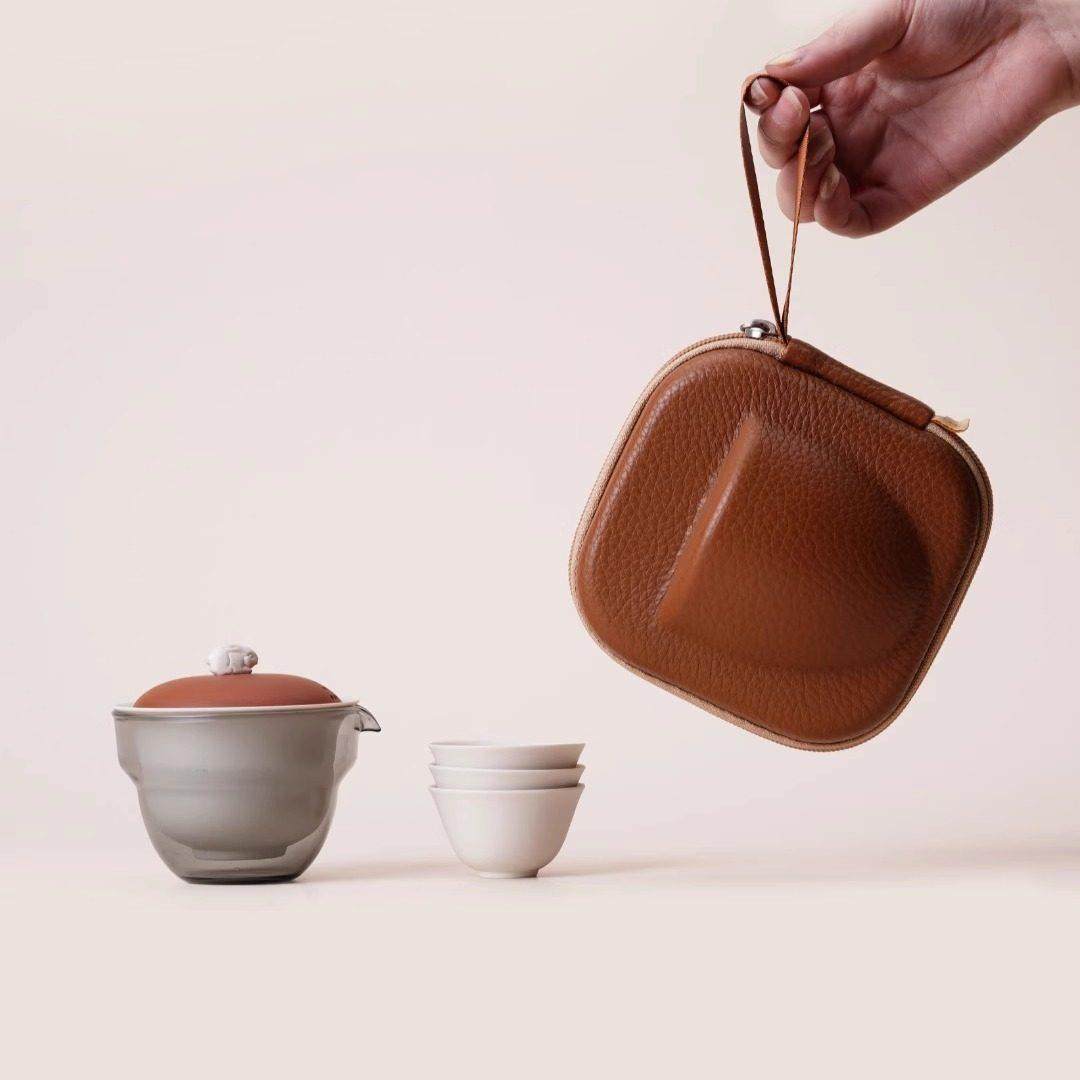 一条【前兔似锦】紫砂旅行茶具便携套装一壶二杯,淘宝优惠券,粉丝福利购,淘宝优惠卷