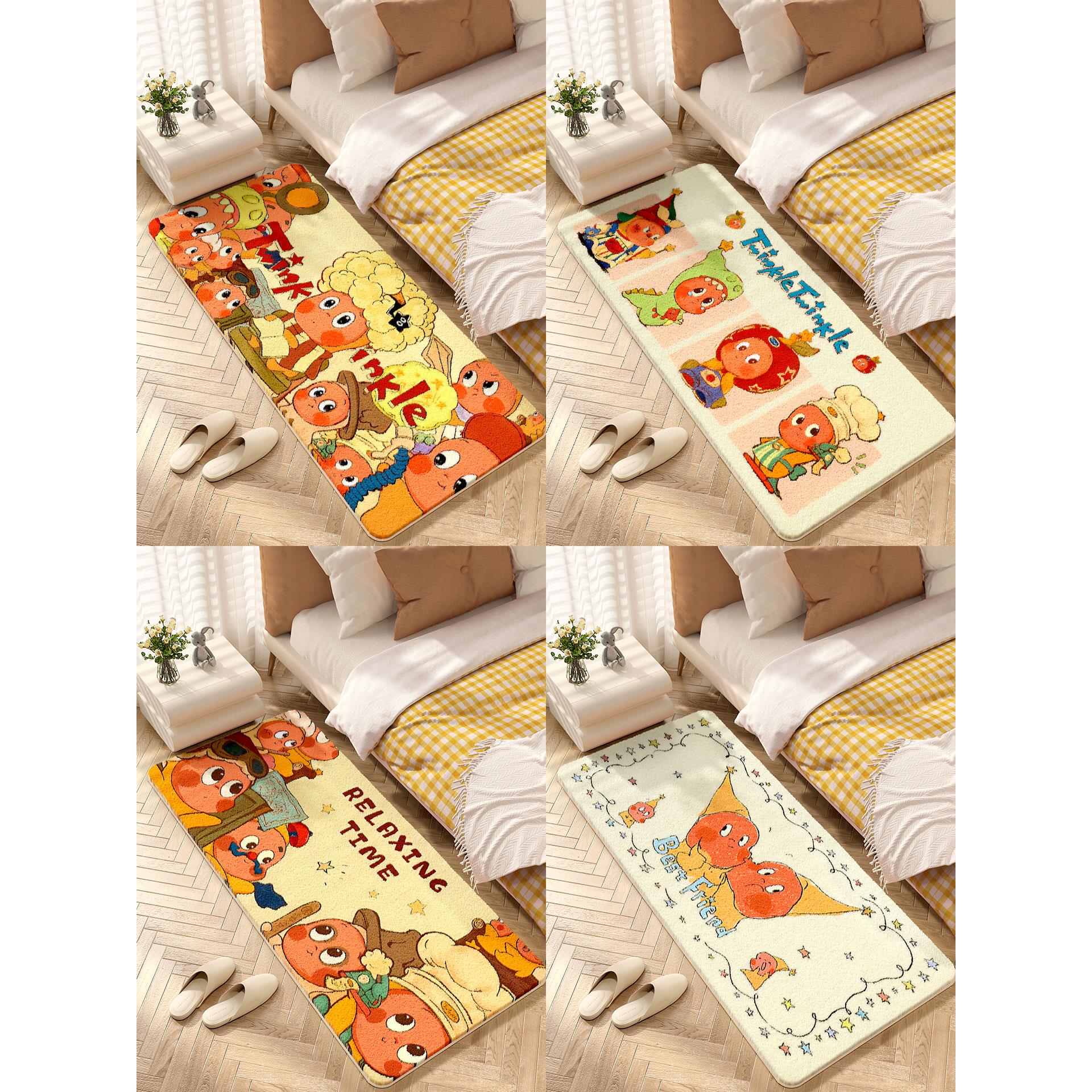 儿童房脚垫加厚保暖毛绒地毯卧室床边羊绒柔软脚垫客厅防滑脚垫子 - 图1