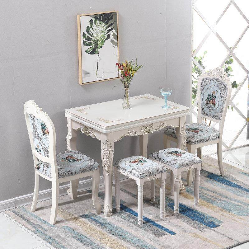 折叠餐桌家用小户型欧式餐桌椅组合简约岩板实木省空间可伸缩餐桌,淘宝优惠券,粉丝福利购,淘宝优惠卷