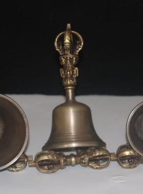 尼泊尔青铜密宗五股金刚铃杵光面金刚杵法器响铜铃铛大中小加厚款