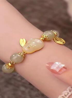 儿童玉兔手链女童本命年红绳兔子