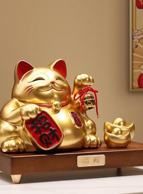 招财纳福猫摆件新中式店铺收银前台办公室桌面装饰品开 业大吉礼