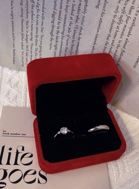 戒指结婚仿真婚戒一对日月星辰情侣戒指小红书款ins女小众高颜值