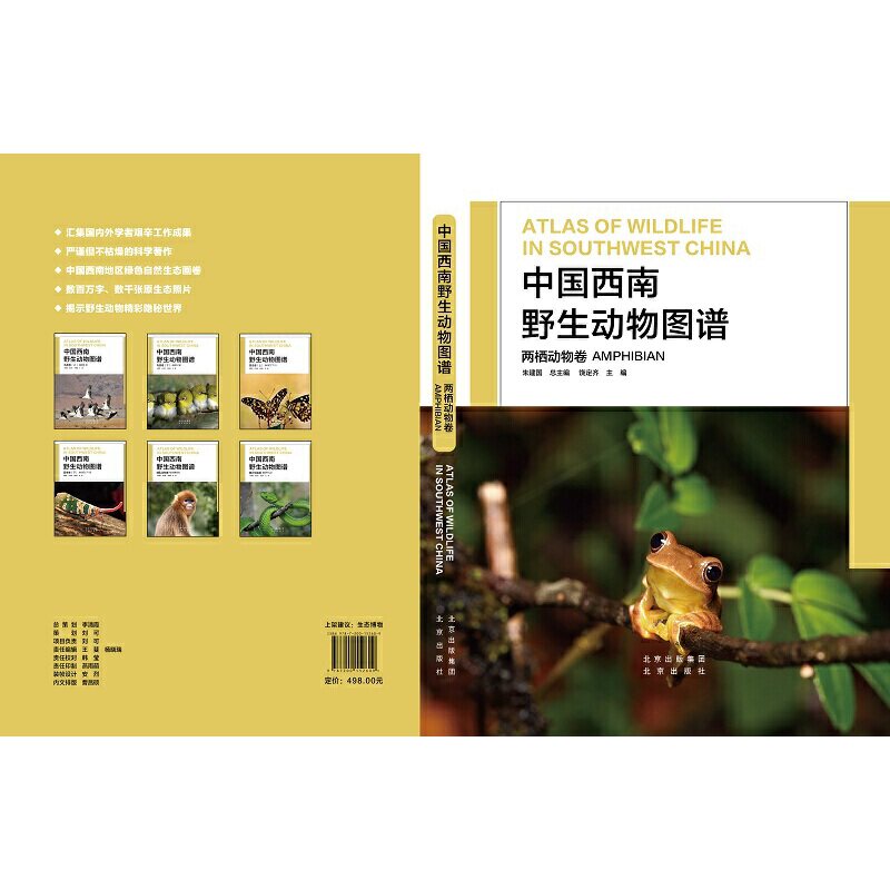 中国西南野生动物图谱 两栖动物卷 云贵川藏广西自然生态野生特有珍稀两栖动物生活习性和特征科普读物生物学学术研究书北京出版社