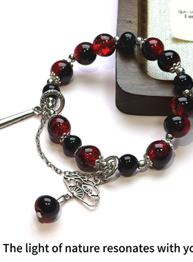 AuraStones【赤曜】原创中式转运天然能量红水晶琉璃手串手链礼物