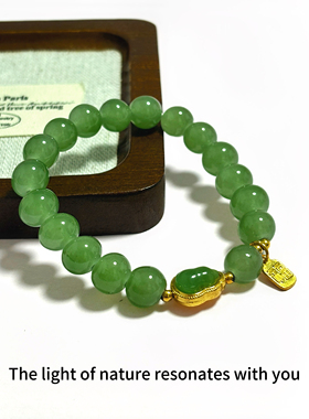 AuraStones【霖枝】转运天然绿玉髓手串和田玉髓新中式手链礼物女