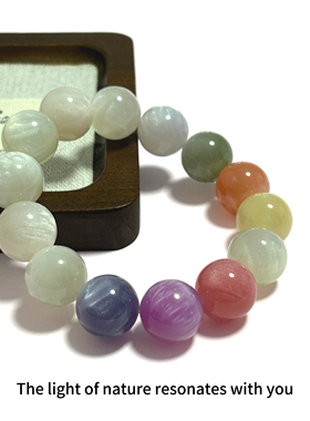 AuraStones【云绮】树脂蜜蜡手串大珠子手链紫外线变色七彩海云母