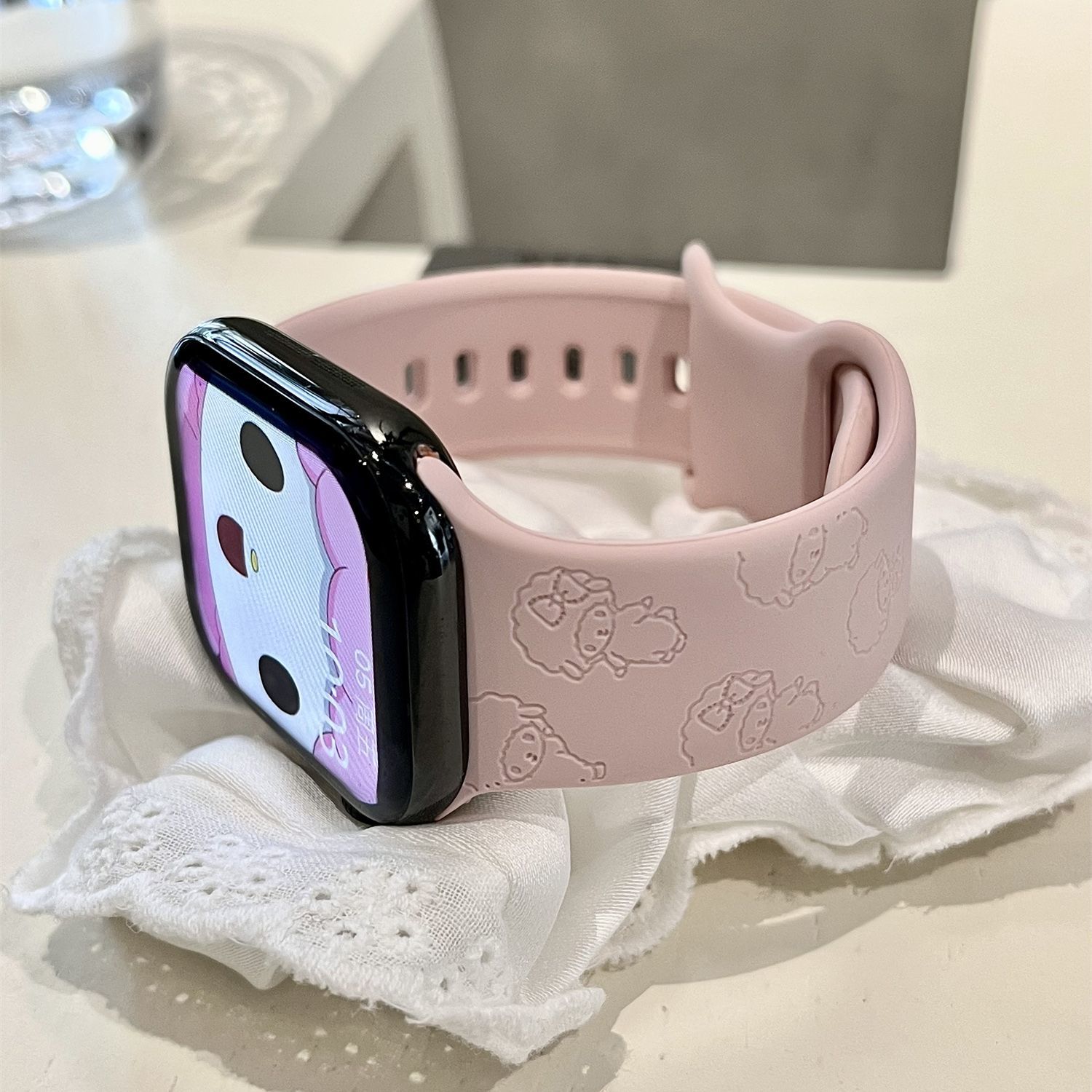 必爱诺小羊适苹果手表表带iwatchs11/10/s9硅胶Apple粉色2ultraSE - 图0