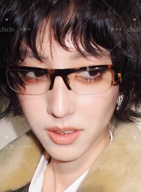 复古简约半框黑框可配度数眼镜