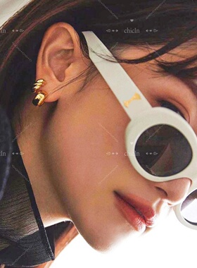 复古椭圆猫眼黑框防紫外线太阳镜