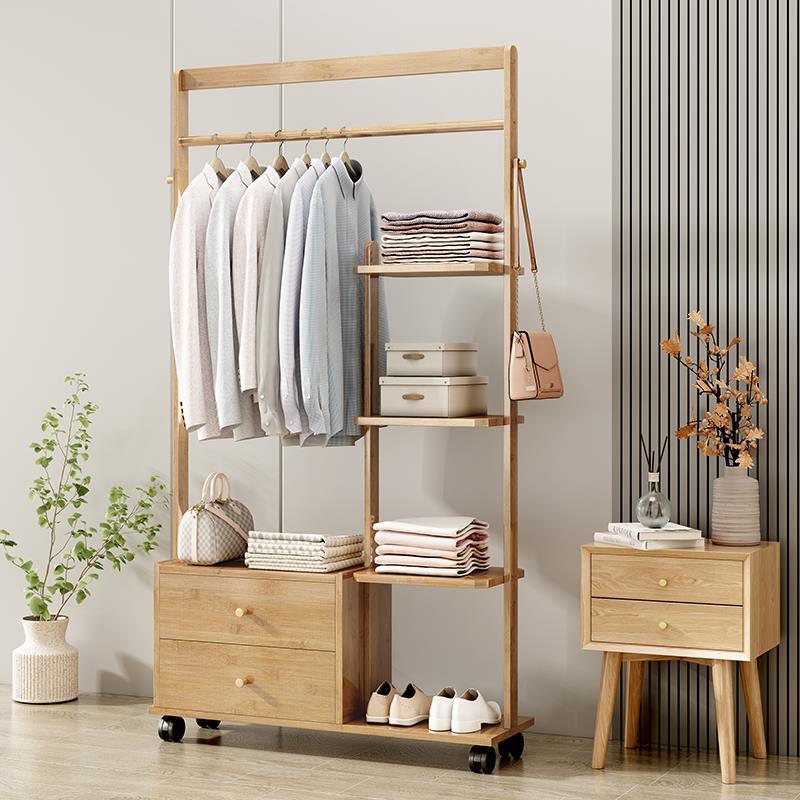 实木衣架落地衣帽架卧室家用挂衣架简易晾衣架房间放衣服架子室内 - 图0
