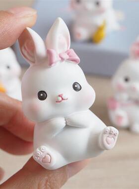 迷你糯米兔小白兔子摆件桌面家居装饰品治愈情绪稳定神器生日礼物