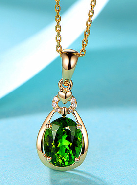 钻石之乡河南商丘新款欧美祖母绿宝石碧玺彩宝吊坠女 镀色首a0172