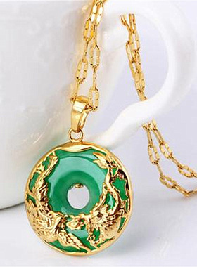 钻石之乡河南商丘创意盘龙凤凰吊坠 绿玉髓龙凤福吊坠 龙凤a2536