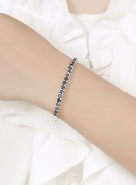 钻石之乡河南钻石商丘人造钻石30分手镯纯银满钻开单排钻手a2626