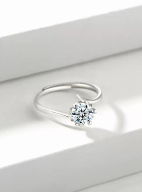 钻石之乡河南钻石商丘钻石1克拉雪花扭臂戒指有腰码能过测钻a2583