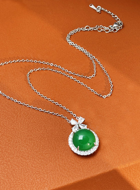 玉髓吊坠女款蝴蝶结小水滴项链气质百搭时尚轻奢气质锁骨链Da3124