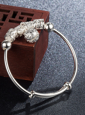 钻石之乡河南商丘儿童版铃铛宫铃手镯  小孩手镯婴儿镀银手a0035