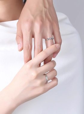 河南钻石商丘人工钻石S925银鲁伯特之泪情侣戒指小众设计感a2579