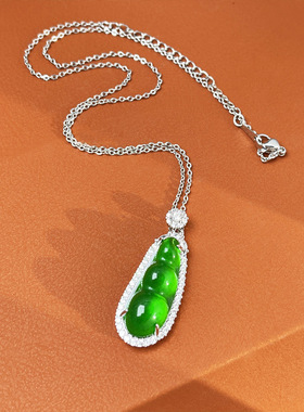 天然马来玉豌豆荚组合吊坠高级感轻奢项链高贵优雅百搭D-407a2931