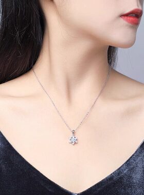 钻石之乡河南钻石商丘钻石925纯银雪花项链女吊坠轻奢小众锁a5049