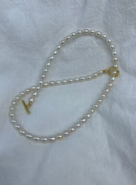 天然淡水珍珠米型项链强光基本无暇女气质时尚简约复古0T扣a2837