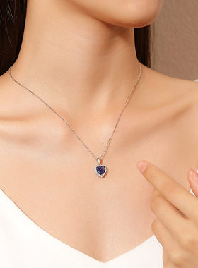 钻石之乡商丘钻石永恒之心项链纯银S925锁骨链吊坠情人节礼a2572