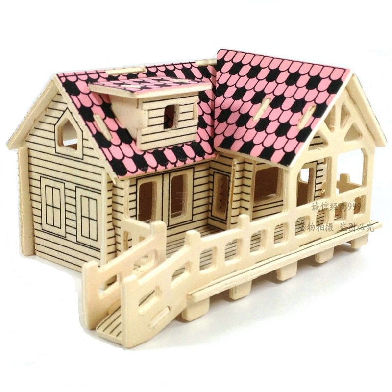创意steam玩具木质拼装模型DIY小屋房子建筑立体手工木头迷你别墅